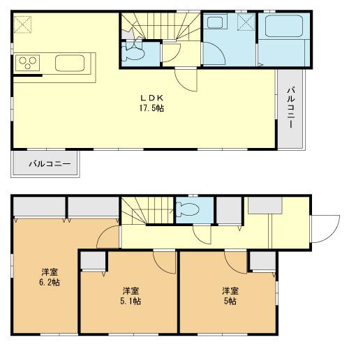 Building plan example (floor plan). Building plan example (D compartment) 3LDK, Land price 37 million yen, Land area 106.25 sq m , Building price 10.8 million yen, Building area 84.68 sq m