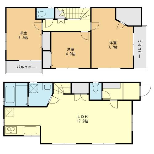 Building plan example (floor plan). Building plan example (G compartment) 3LDK, Land price 39 million yen, Land area 106.24 sq m , Building price 10.8 million yen, Building area 84.96 sq m