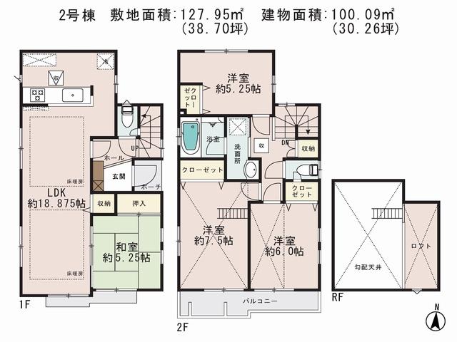 Floor plan. 52,800,000 yen, 4LDK, Land area 127.95 sq m , Building area 100.09 sq m floor plan