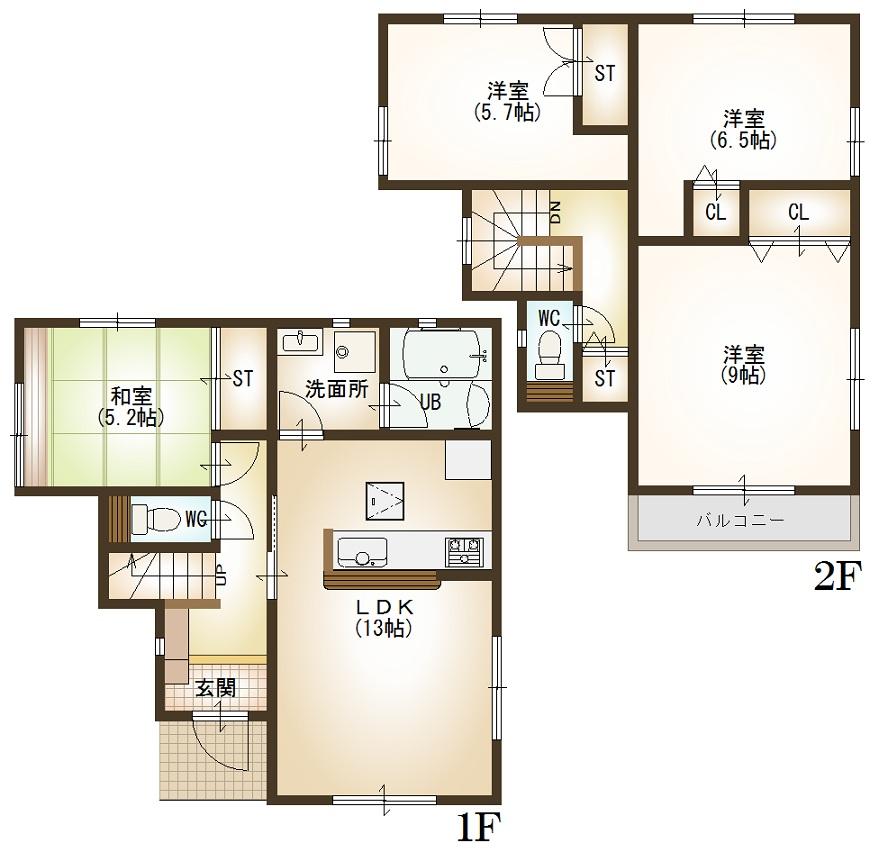 Floor plan. 38,800,000 yen, 4LDK, Land area 94.95 sq m , Building area 93.14 sq m
