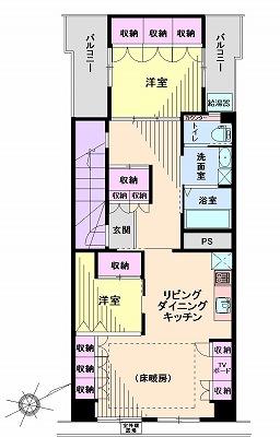 Floor plan. 1LDK, Price 13.8 million yen, Occupied area 74.69 sq m