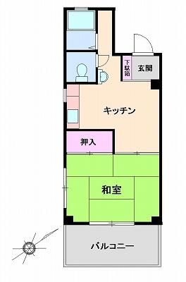 Floor plan. 1K, Price 7.9 million yen, Occupied area 30.06 sq m , Balcony area 9.8 sq m