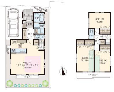 Floor plan. (1 Building sold furnished), Price 42,900,000 yen, 4LDK, Land area 100.01 sq m , Building area 95.12 sq m