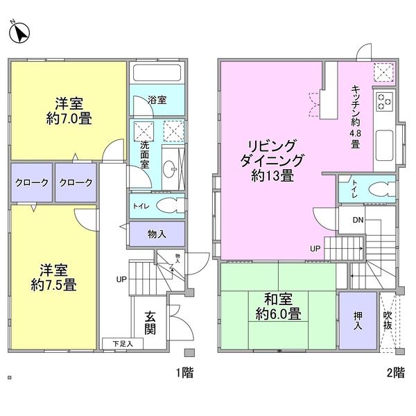 Floor plan. 35.4 million yen, 3LDK, Land area 102.3 sq m , Building area 97.18 sq m 3LD ・ k + loft