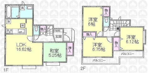 Floor plan. (D Building), Price 52,800,000 yen, 4LDK, Land area 128.82 sq m , Building area 95.43 sq m