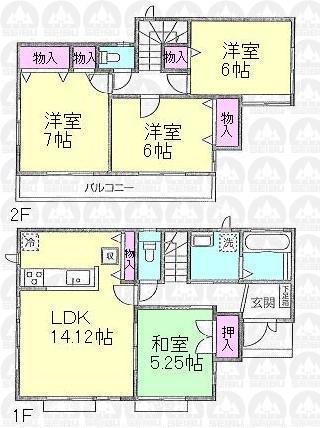 Floor plan. (F Building), Price 54,800,000 yen, 4LDK, Land area 125.09 sq m , Building area 101.85 sq m