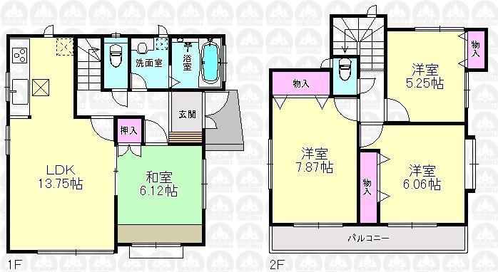 Floor plan. (3 Building), Price 44,900,000 yen, 4LDK, Land area 98.2 sq m , Building area 91.59 sq m
