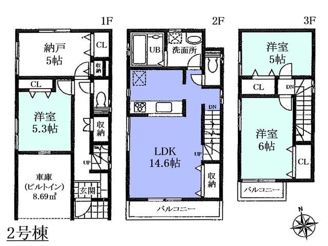 Floor plan. 41,800,000 yen, 3LDK+S, Land area 80.76 sq m , Building area 101.01 sq m Koganei Maehara-cho 4-chome Building 2 Floor plan
