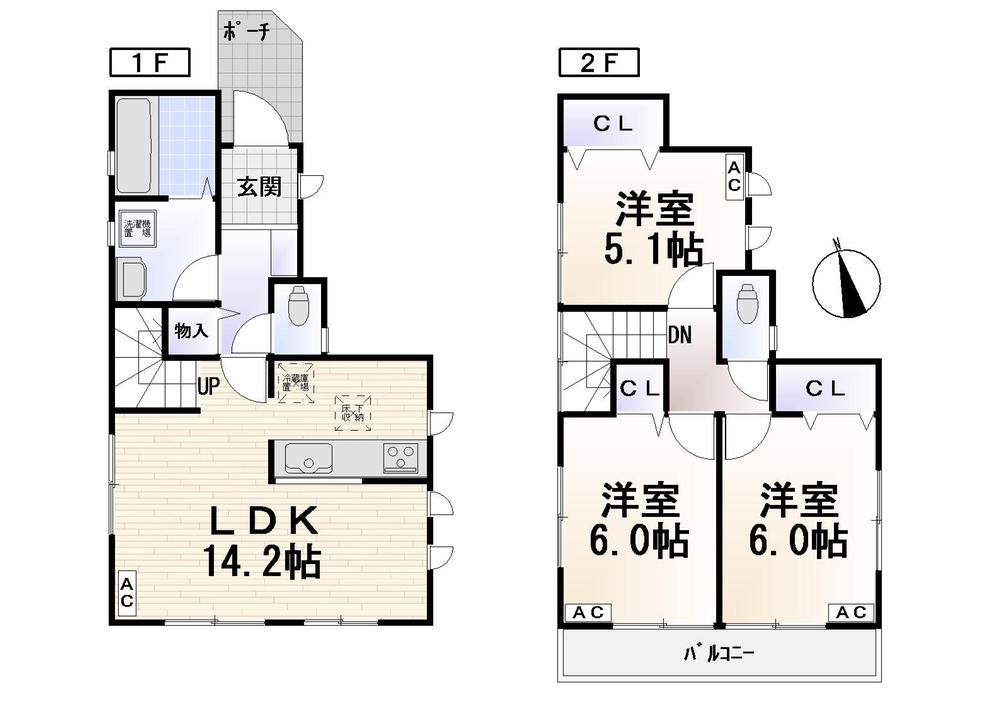 Floor plan. 47,800,000 yen, 3LDK, Land area 95.73 sq m , Building area 75.72 sq m