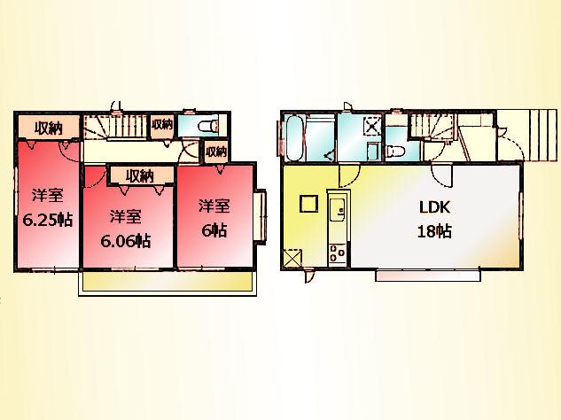 Floor plan. 47,800,000 yen, 3LDK, Land area 108.47 sq m , Building area 86.12 sq m