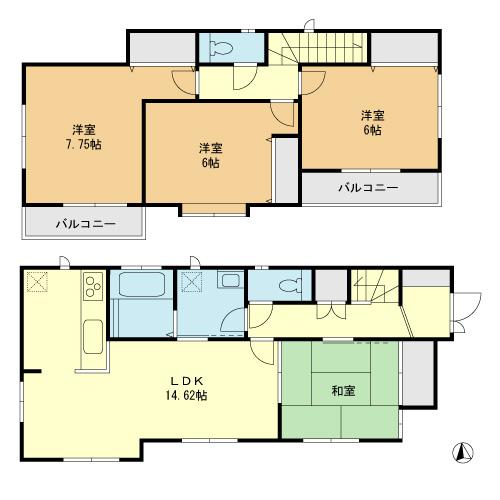 Floor plan. 49,800,000 yen, 4LDK, Land area 129.77 sq m , Building area 95.01 sq m