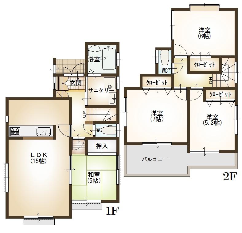 Floor plan. 51,300,000 yen, 4LDK, Land area 112.51 sq m , Building area 90 sq m