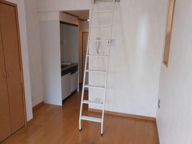 Living and room. Ladder to the loft
