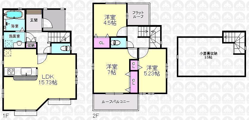 Floor plan. 47,800,000 yen, 3LDK, Land area 96.52 sq m , Building area 77.18 sq m