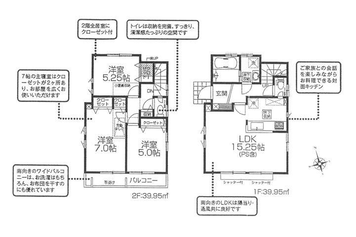 Floor plan. (Building 2), Price 41,900,000 yen, 3LDK, Land area 100 sq m , Building area 79.9 sq m