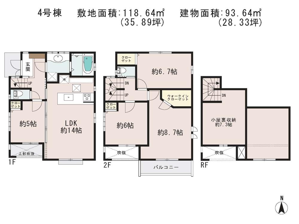 Floor plan. 60,800,000 yen, 4LDK, Land area 118.64 sq m , Building area 93.64 sq m