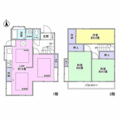 Floor plan. Floor heating function with the living-dining kitchen part.