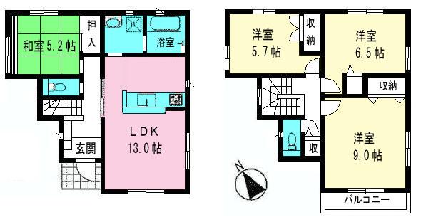 Floor plan. 38,800,000 yen, 4LDK, Land area 94.95 sq m , Building area 93.14 sq m