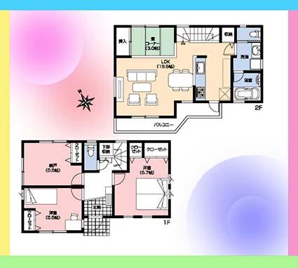 Other building plan example. Building plan example (No. 8 locations) Building price 12.6 million yen, Building area 86.36 sq m