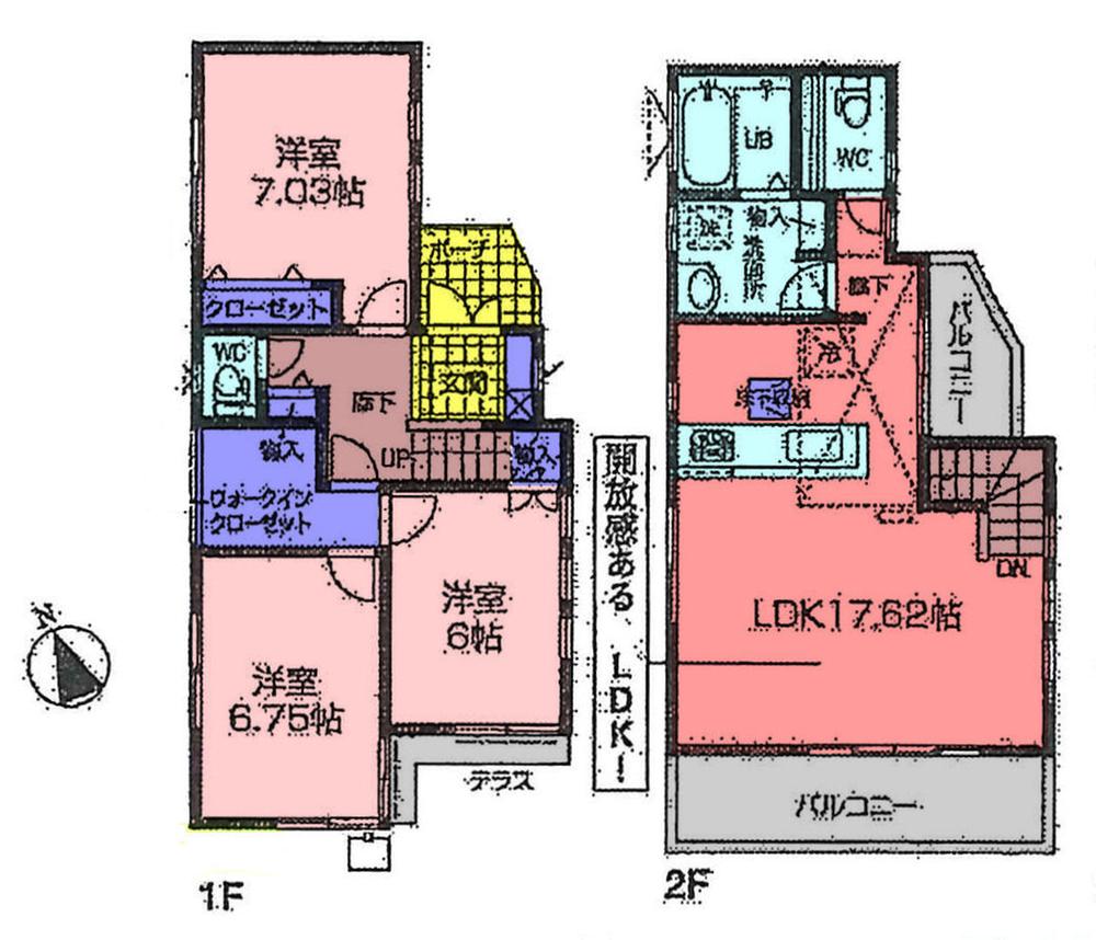 Floor plan. 44,800,000 yen, 3LDK + S (storeroom), Land area 100.42 sq m , Building area 91.91 sq m