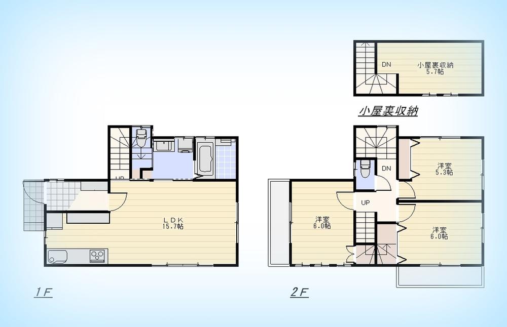 Floor plan. (1 Building), Price 42,800,000 yen, 3LDK, Land area 100.03 sq m , Building area 79.92 sq m