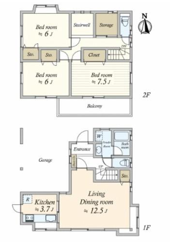 Floor plan. 33,300,000 yen, 3LDK + S (storeroom), Land area 100.05 sq m , Building area 90.67 sq m