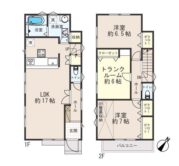 Floor plan. (1 Building), Price 42,800,000 yen, 2LDK+S, Land area 108.62 sq m , Building area 86.66 sq m