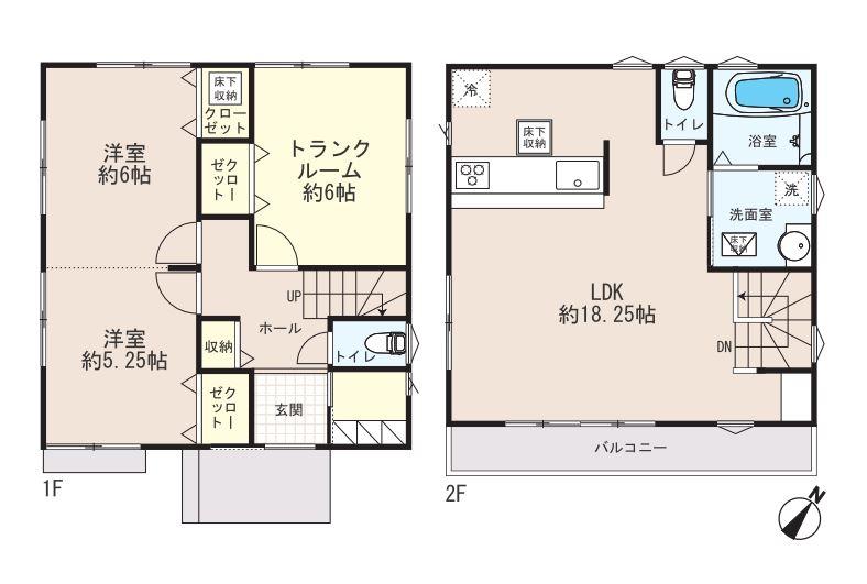 Floor plan. (Building 2), Price 35,800,000 yen, 2LDK+S, Land area 114.16 sq m , Building area 82.21 sq m