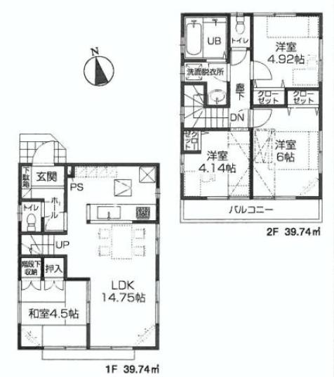 Floor plan. 35,900,000 yen, 4LDK, Land area 114.5 sq m , Building area 90.89 sq m 1 Building