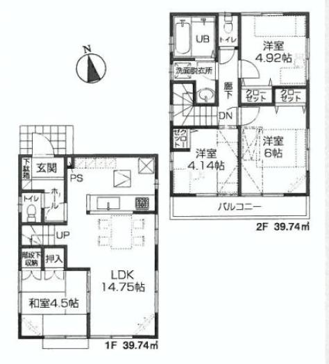 Floor plan. 35,900,000 yen, 4LDK, Land area 114.5 sq m , Building area 90.89 sq m 2 Building