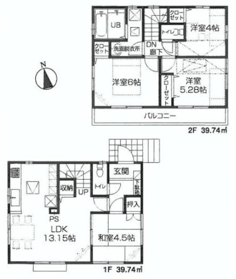 Floor plan. 35,900,000 yen, 4LDK, Land area 114.5 sq m , Building area 90.89 sq m 4 Building