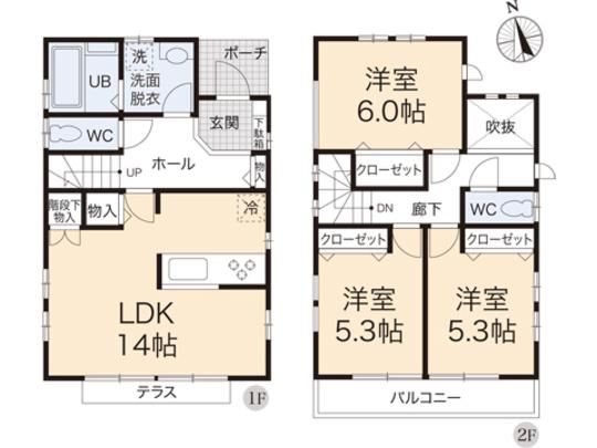 Floor plan. 45,800,000 yen, 3LDK, Land area 104.08 sq m , Building area 81.8 sq m floor plan