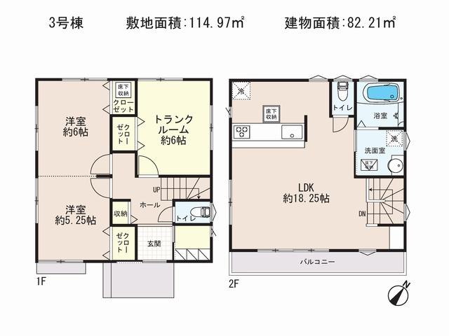 Floor plan. 37,800,000 yen, 2LDK, Land area 144.97 sq m , Building area 82.21 sq m