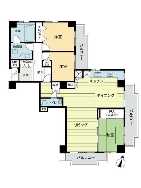 Floor plan. 3LDK, Price 39,800,000 yen, Footprint 101.91 sq m , Balcony area 20.04 sq m 101.91 sq m  3LDK