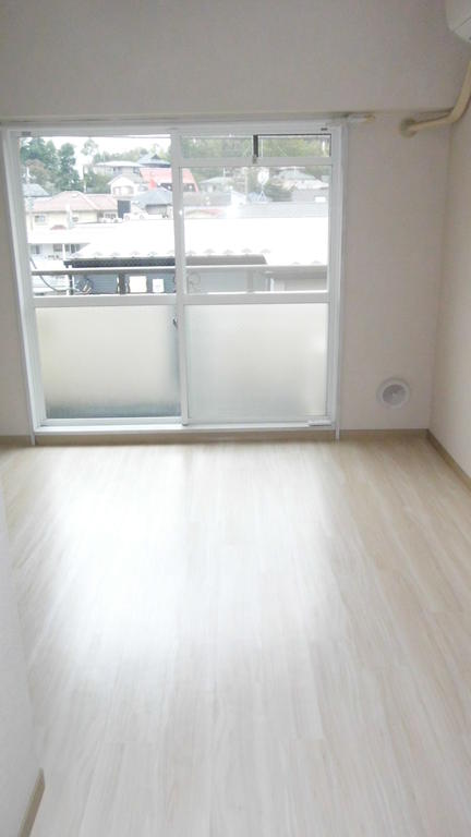 Living and room. Bright new floor of whitish