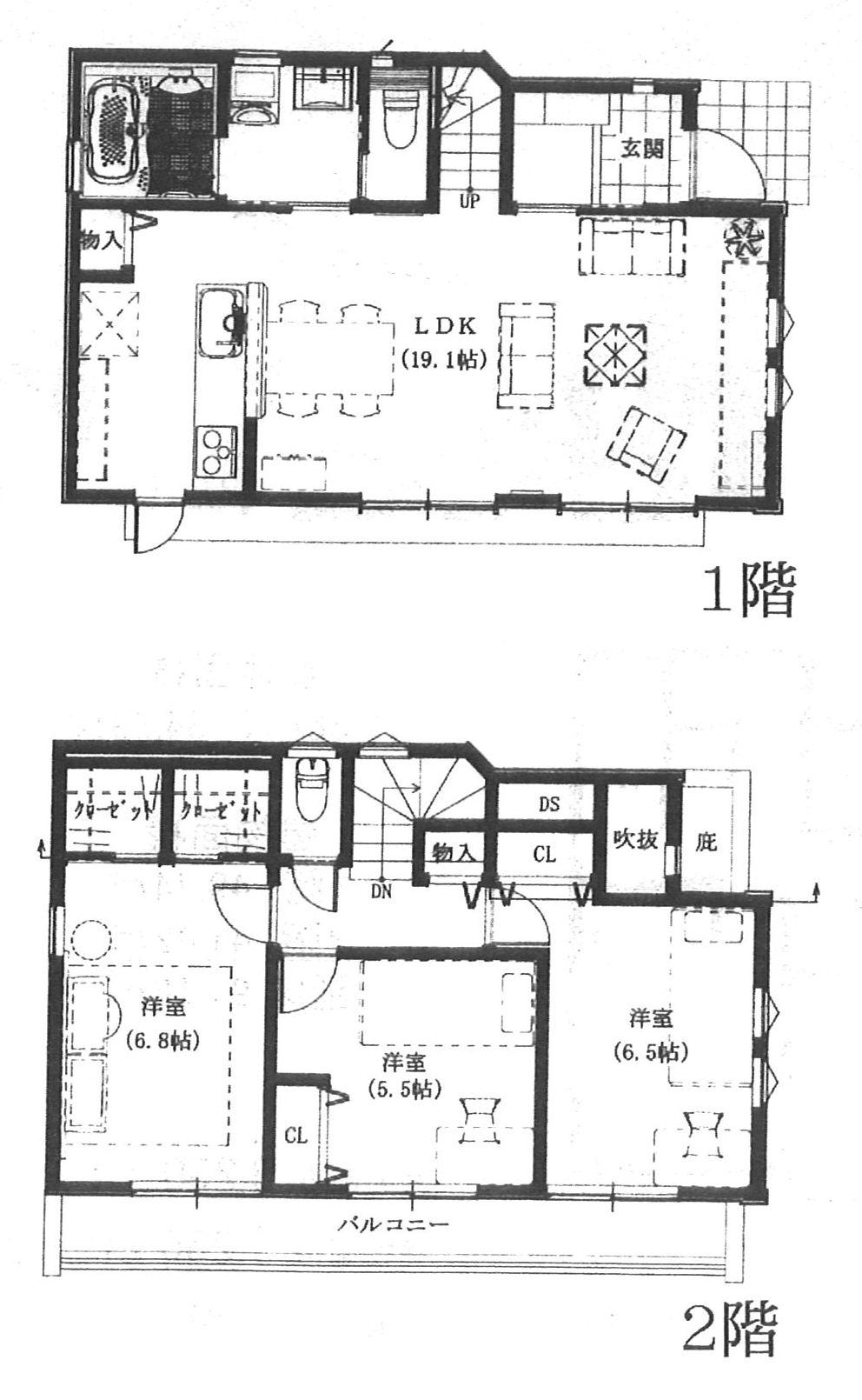 Floor plan. (A Building), Price 51,800,000 yen, 3LDK, Land area 108.37 sq m , Building area 86.68 sq m