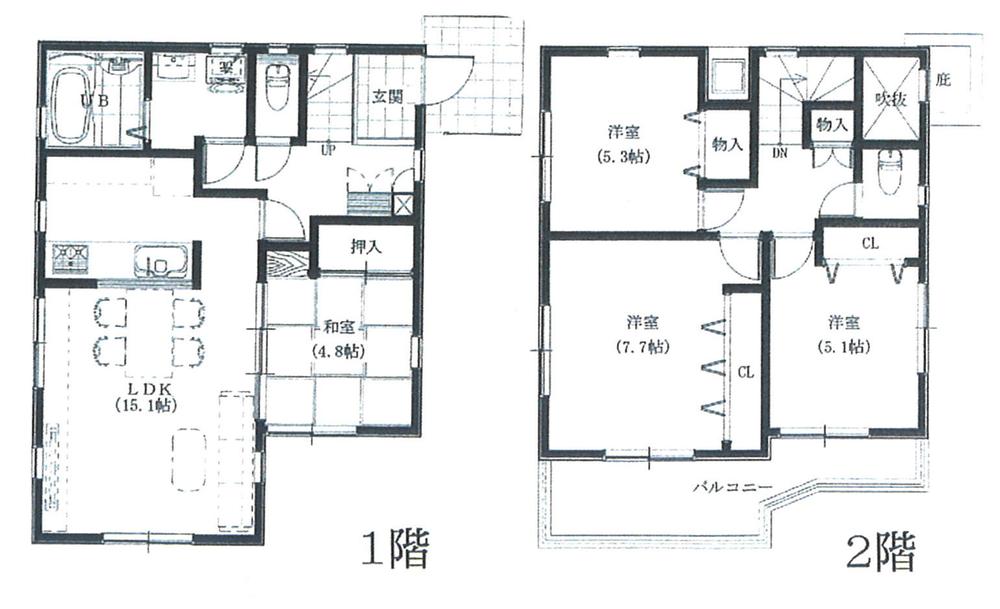 Floor plan. (B Building), Price 43,800,000 yen, 4LDK, Land area 115.36 sq m , Building area 91.16 sq m