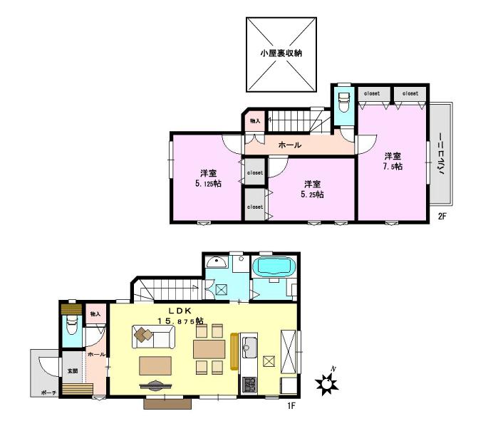 Floor plan. 44,800,000 yen, 3LDK, Land area 103.68 sq m , Building area 82.98 sq m