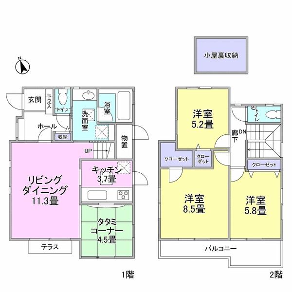 Floor plan. 43,800,000 yen, 3LDK, Land area 117.85 sq m , Building area 94.19 sq m