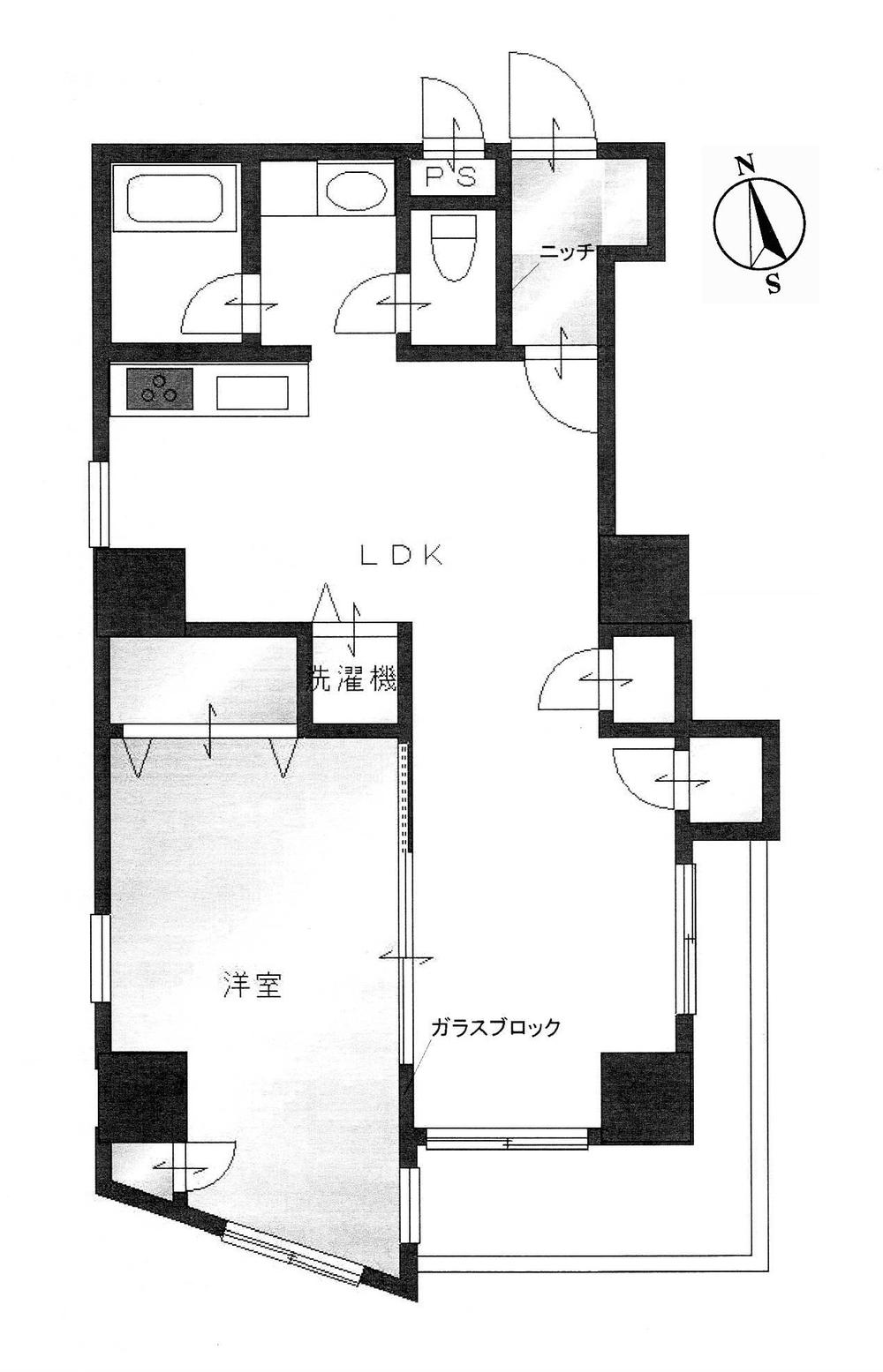 Floor plan. 1LDK, Price 18 million yen, Occupied area 46.01 sq m , Balcony area 4.95 sq m