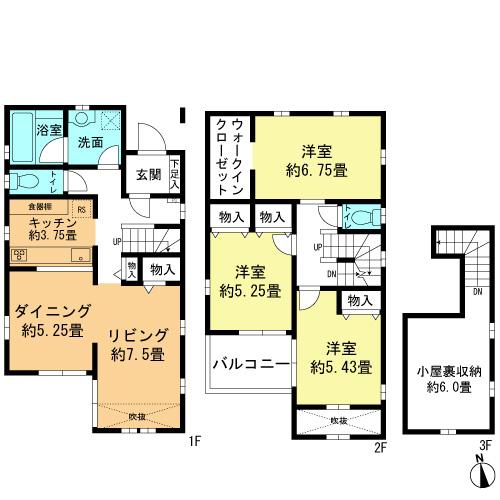Floor plan. 50,800,000 yen, 3LDK, Land area 149.51 sq m , Building area 90.67 sq m