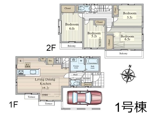 Floor plan. 39,800,000 yen, 4LDK, Land area 91.18 sq m , Building area 91.58 sq m Favorite Place National floor plan 1 Building