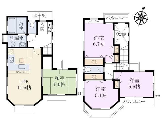 Floor plan. 32,400,000 yen, 4LDK, Land area 105.98 sq m , Building area 80.63 sq m between Kokubunji Takagi-cho 3-chome floor plan