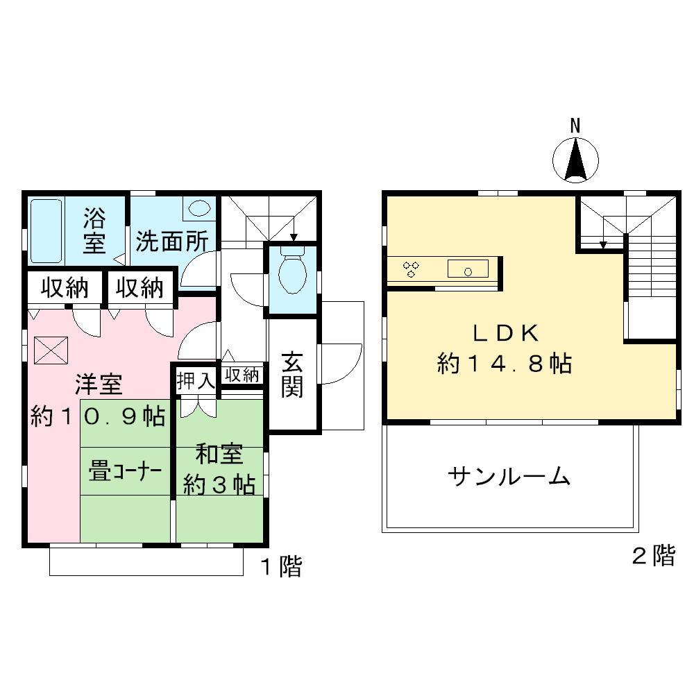 Floor plan. 41,800,000 yen, 2LDK, Land area 88.54 sq m , Building area 69.18 sq m