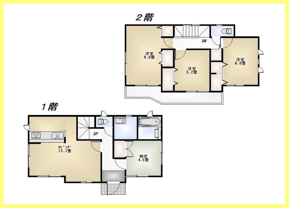 Floor plan. (1 Building), Price 38,800,000 yen, 4LDK, Land area 117.59 sq m , Building area 90.71 sq m