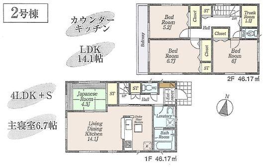 Floor plan. 36,800,000 yen, 4LDK+S, Land area 119.06 sq m , Building area 92.34 sq m floor plan