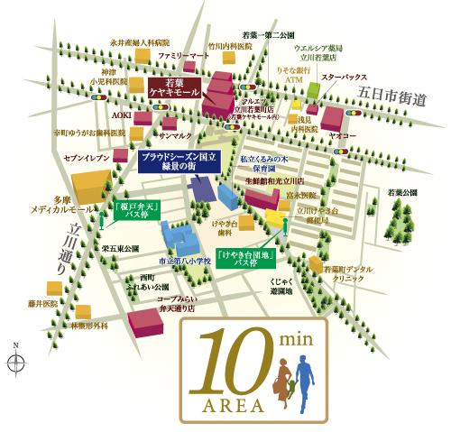 Local guide map. Close to life convenience facility is abundantly gathered indispensable to living within a 10-minute walk. (The surrounding area conceptual diagram ※ 7)