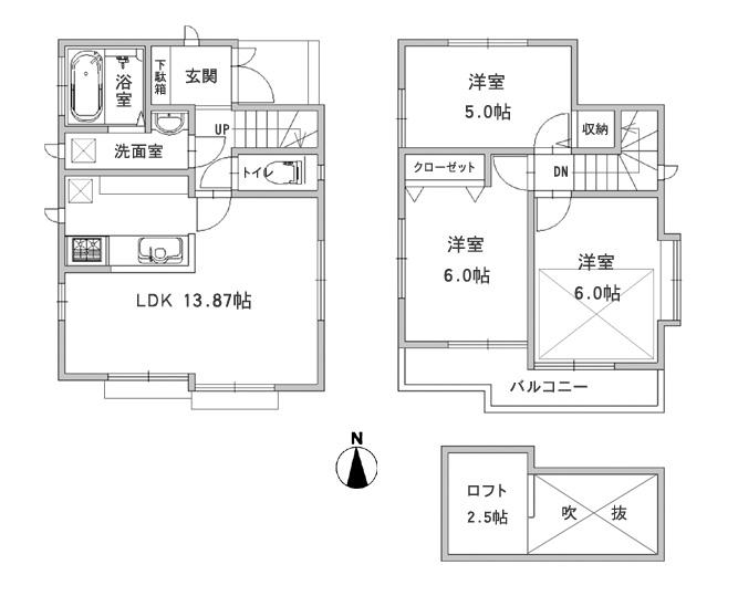 Floor plan. (3 Building), Price 36,300,000 yen, 3LDK, Land area 87.75 sq m , Building area 70.17 sq m