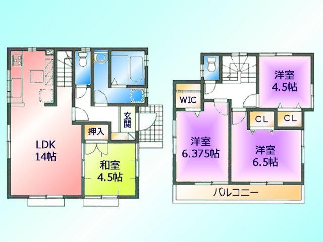 Floor plan. 45,800,000 yen, 4LDK, Land area 110.61 sq m , Building area 87.56 sq m
