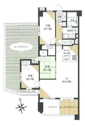 Floor plan. 3LDK, Price 42,800,000 yen, Occupied area 80.22 sq m , Floor plan with a balcony area 5.69 sq m roof balcony